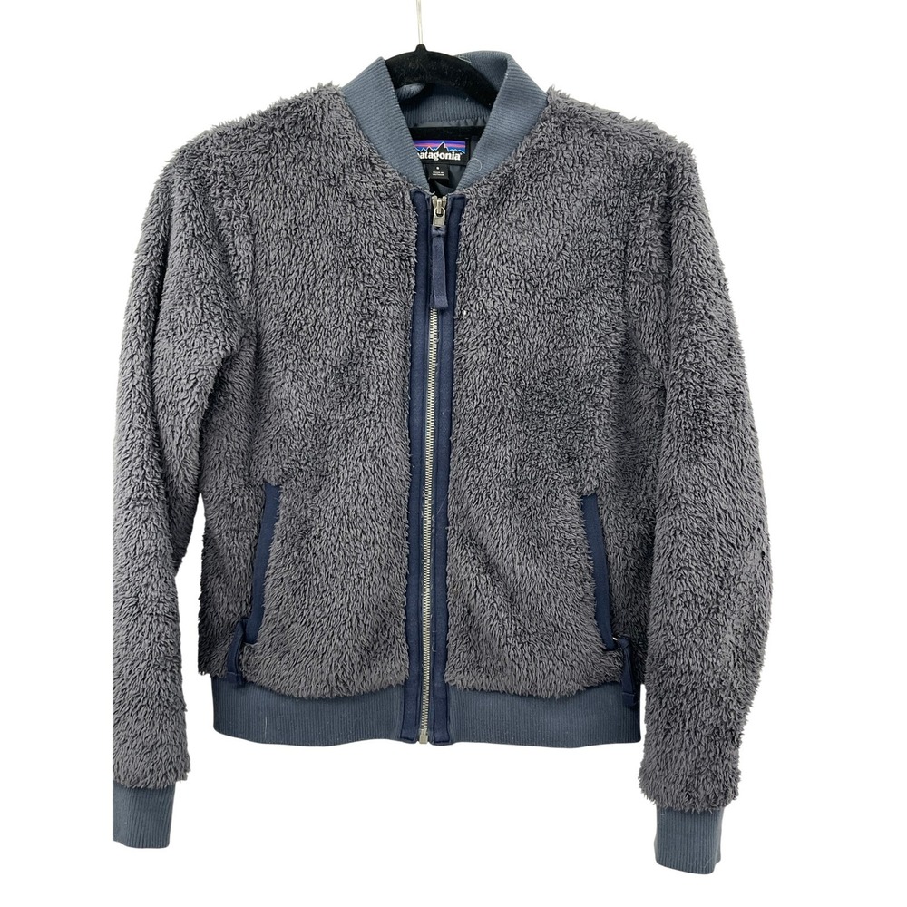 Patagonia Women's Gray Fuzzy Fleece Los Gatos Bomber‎ Full zip Jacket Size S